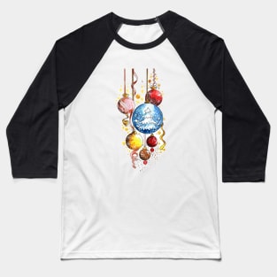 Decorative Christmas Balls Watercolor Baseball T-Shirt